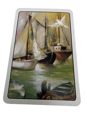 Arrco Vintage Playing Cards Sailboats Scene Single Deck Coastal Nautical Retro